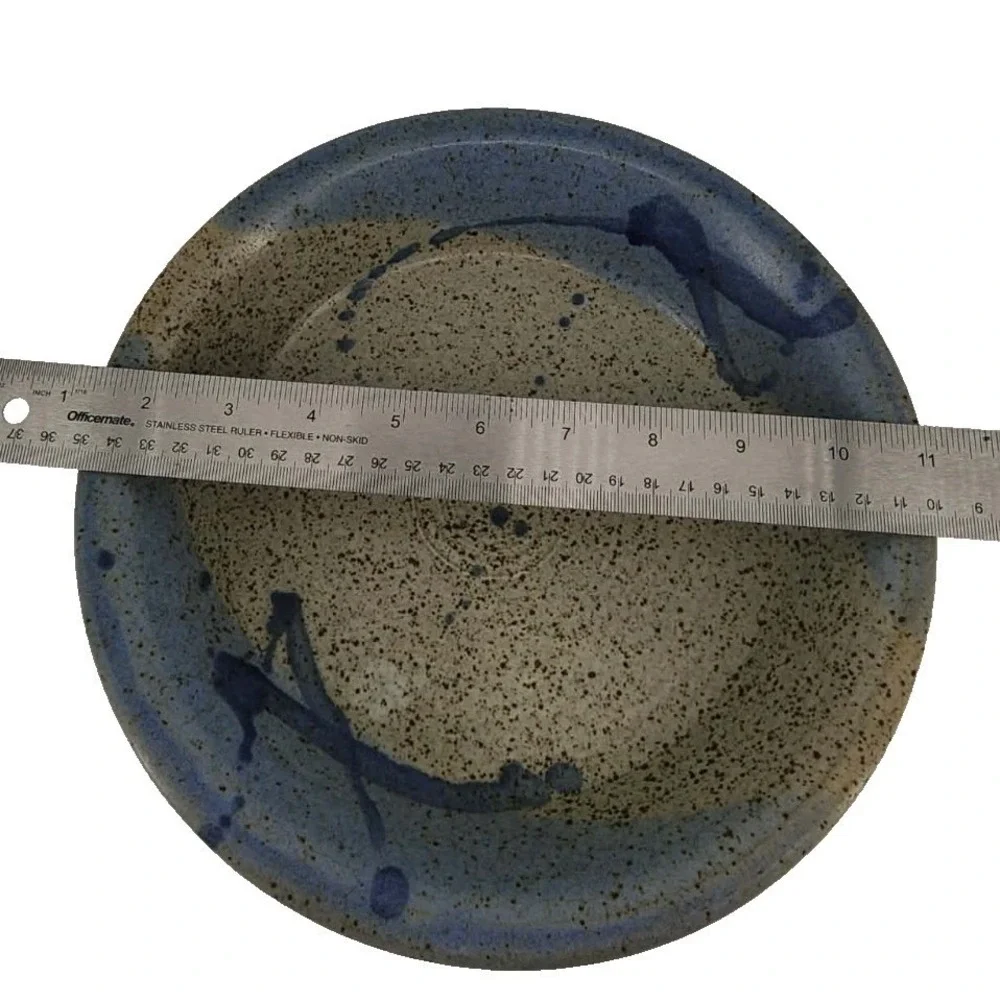 Unbranded Pie Dish Unisex 10.5in Blue Tan Studio Pottery Speckled Stoneware Bowl